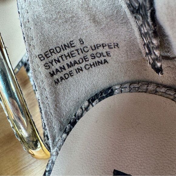 Bebe Berdine Y2K Snakeskin Gold‎ Band Strappy Sandals Heels Tan Brown 8 - Picture 10 of 11